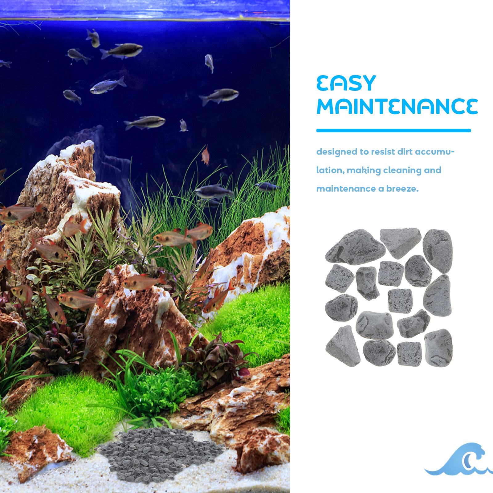 Aquarium Planted Tank Substrate - 1Set Black Gravel for Aquariums Freshwater